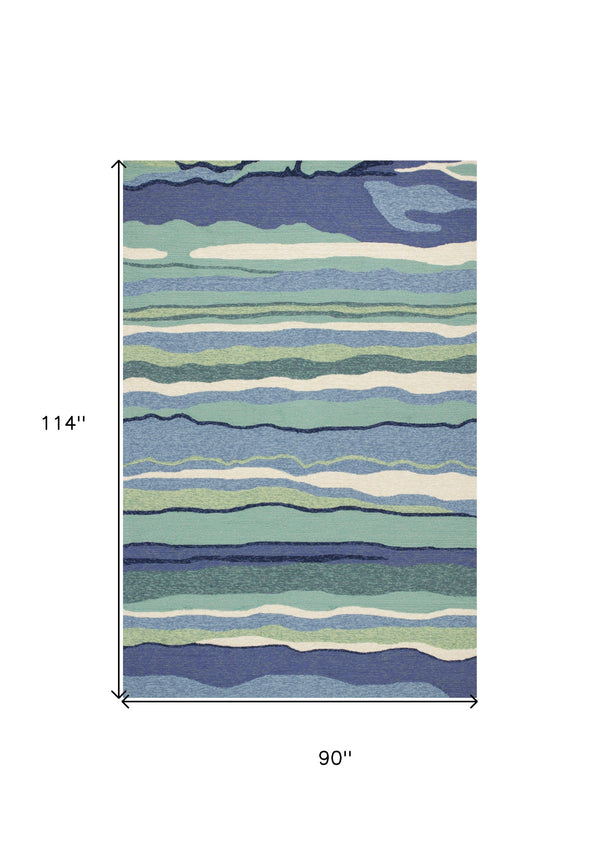 Homeroots 8' X 10' Blue Abstract Waves Indoor Outdoor Area Rug  Polypropylene 349920