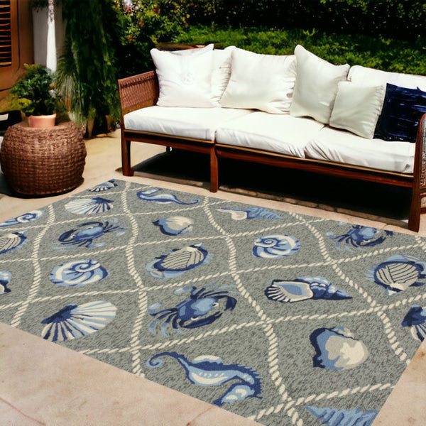 HomeRoots 8' Gray Abstract Area Rug - Stylish Indoor/Outdoor Design, Durable, Easy to Clean, Perfect for Any Space 8' x 10' 349922