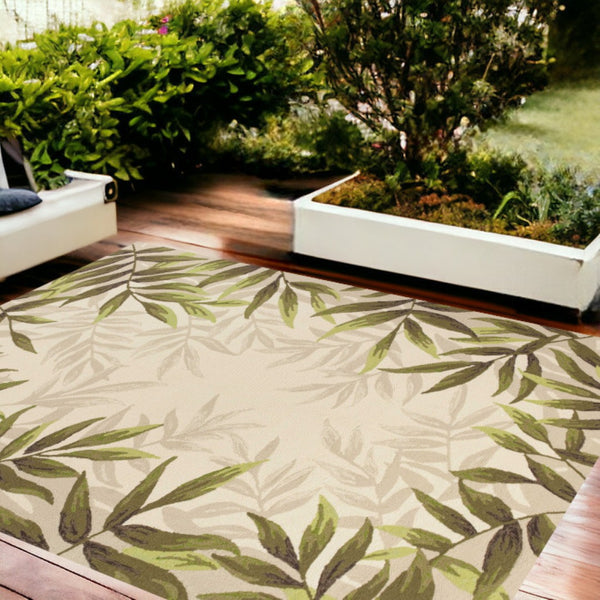 HomeRoots 8' Handmade Beige Floral Area Rug - Durable Indoor/Outdoor Comfort for Any Space, Low Maintenance Style 8' x 10' 349924
