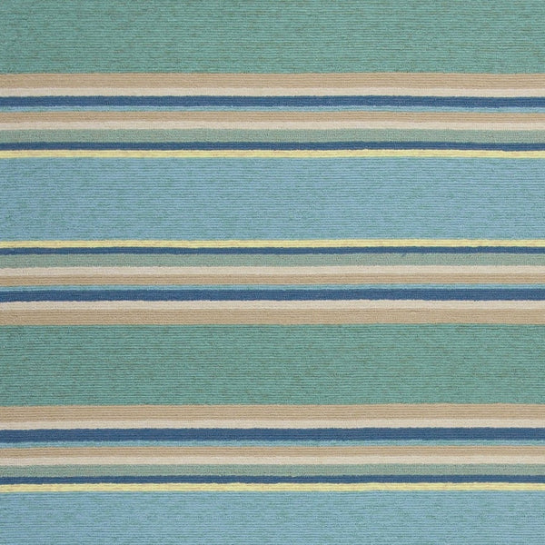 HomeRoots 8' Handmade Blue Striped Area Rug - Coastal-Inspired Design for Indoor & Outdoor Spaces, Durable Style 8' x 10' 349926
