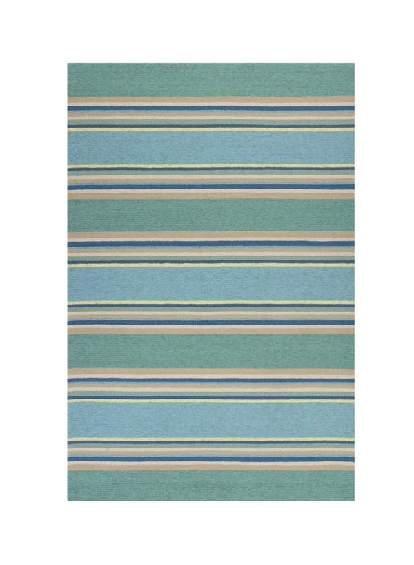 HomeRoots 8' Handmade Blue Striped Area Rug - Coastal-Inspired Design for Indoor & Outdoor Spaces, Durable Style 8' x 10' 349926