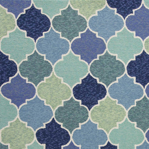 HomeRoots 7' Hand-Tufted Area Rug with Moroccan Quatrefoil Design in Blue, Purple, and Aqua for Timeless Elegance 7' X 9' 349927