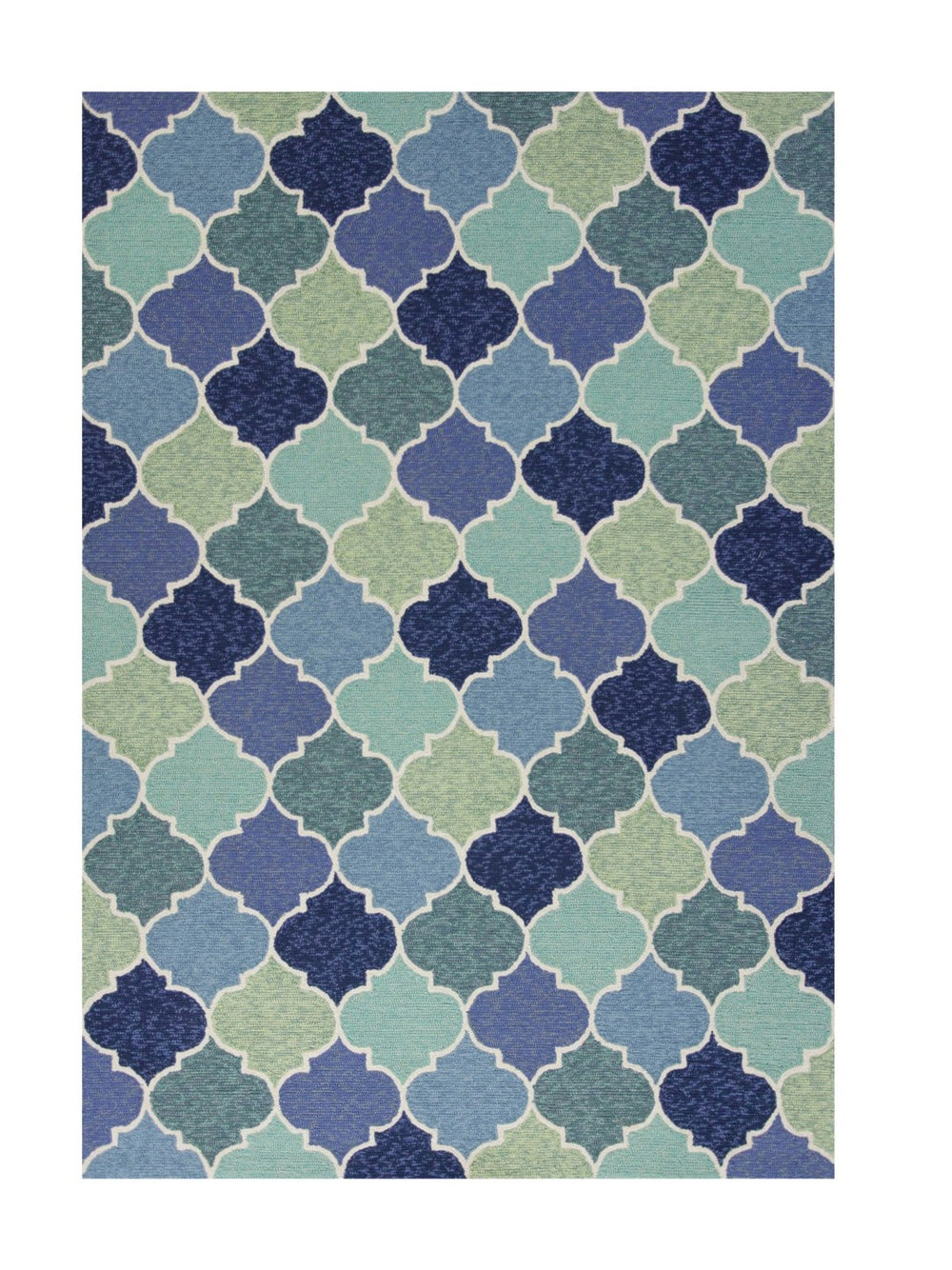 HomeRoots 7' Hand-Tufted Area Rug with Moroccan Quatrefoil Design in Blue, Purple, and Aqua for Timeless Elegance 7' X 9' 349927