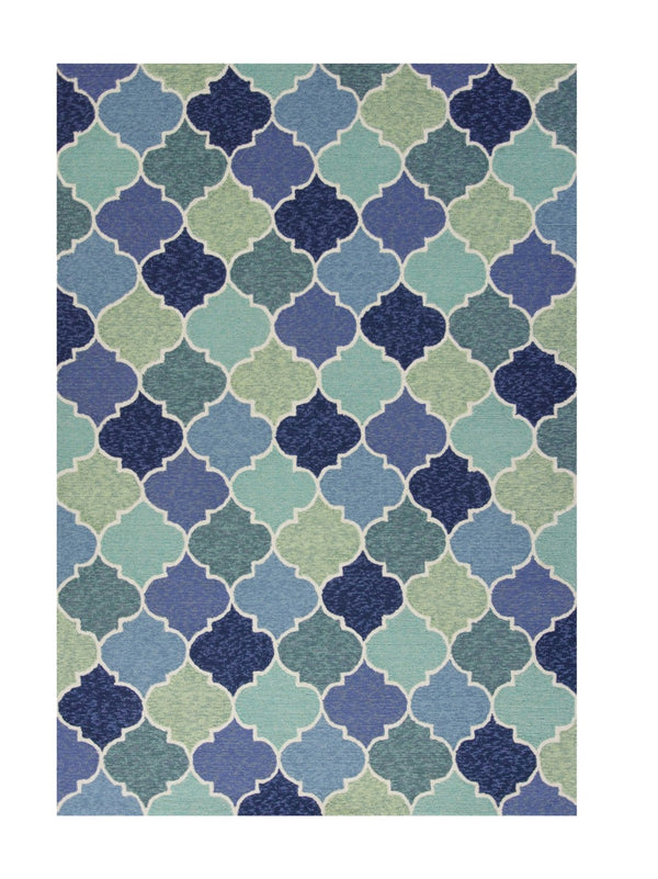 HomeRoots 7' Hand-Tufted Area Rug with Moroccan Quatrefoil Design in Blue, Purple, and Aqua for Timeless Elegance 7' X 9' 349927