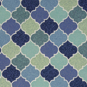 HomeRoots 7' Hand-Tufted Area Rug with Moroccan Quatrefoil Design in Blue, Purple, and Aqua for Timeless Elegance 7' X 9' 349927