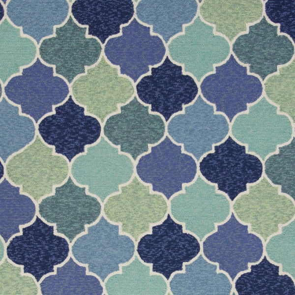 HomeRoots 7' Hand-Tufted Area Rug with Moroccan Quatrefoil Design in Blue, Purple, and Aqua for Timeless Elegance 7' X 9' 349927