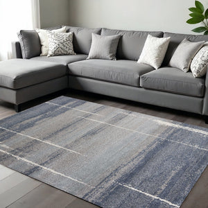 HomeRoots 7' Contemporary Blue and Gray Abstract Area Rug - Elegant Design for Living Spaces with Durability 7' X 10' 349934