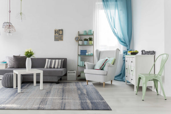 HomeRoots 7' Contemporary Blue and Gray Abstract Area Rug - Elegant Design for Living Spaces with Durability 7' X 10' 349934