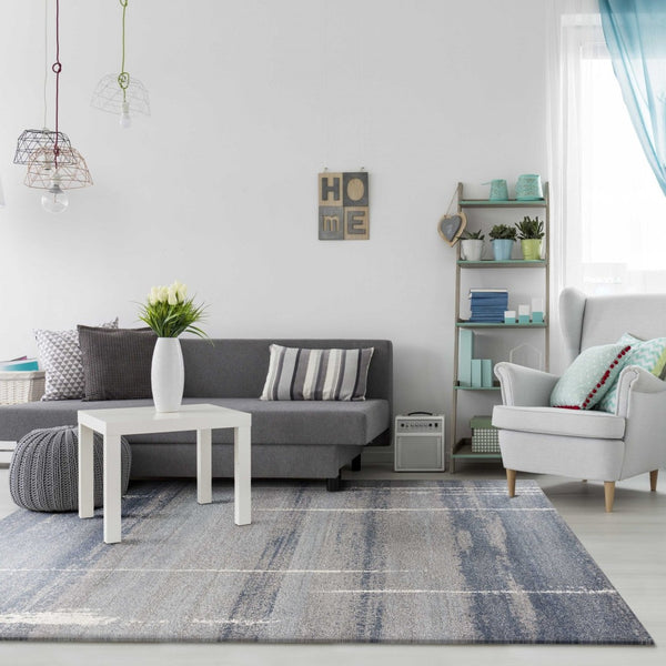 HomeRoots 7' Contemporary Blue and Gray Abstract Area Rug - Elegant Design for Living Spaces with Durability 7' X 10' 349934