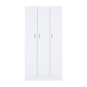 English Elm Ohio Armoire Wardrobe with 3 Doors, 2 Drawers & 4-Tier Shelves — Spacious Storage, Sturdy Handles, Organized Style White 74 L x 23 W x 2 H B070S00206