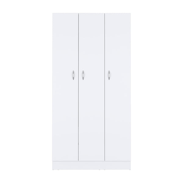 English Elm Ohio Armoire Wardrobe with 3 Doors, 2 Drawers & 4-Tier Shelves — Spacious Storage, Sturdy Handles, Organized Style White 74 L x 23 W x 2 H B070S00206