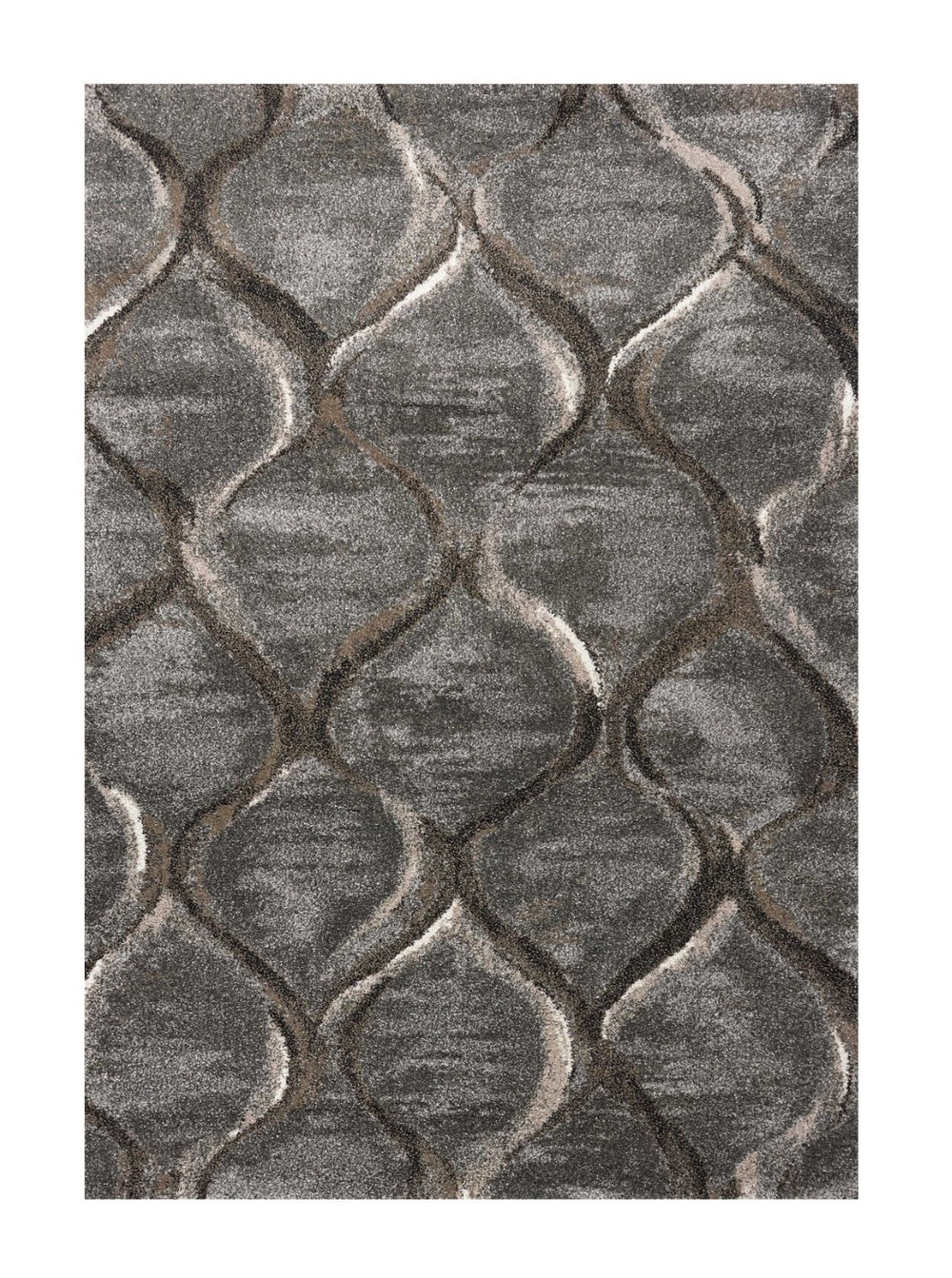 HomeRoots 7' Charcoal and Light Gray Ogee Area Rug – Contemporary Design for Stylish Living Spaces and Durability 7' X 10' 349938