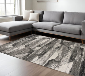 HomeRoots 8' Gray Abstract Area Rug - Modern Design for Living Spaces, Stain-Resistant, Durable, Easy Care 8' X 11' 349939