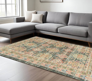 HomeRoots 8' Handmade Southwestern Jute Area Rug in Earthy Brick Red, Green, and Brown for Rustic Charm 8' X 11' 349940