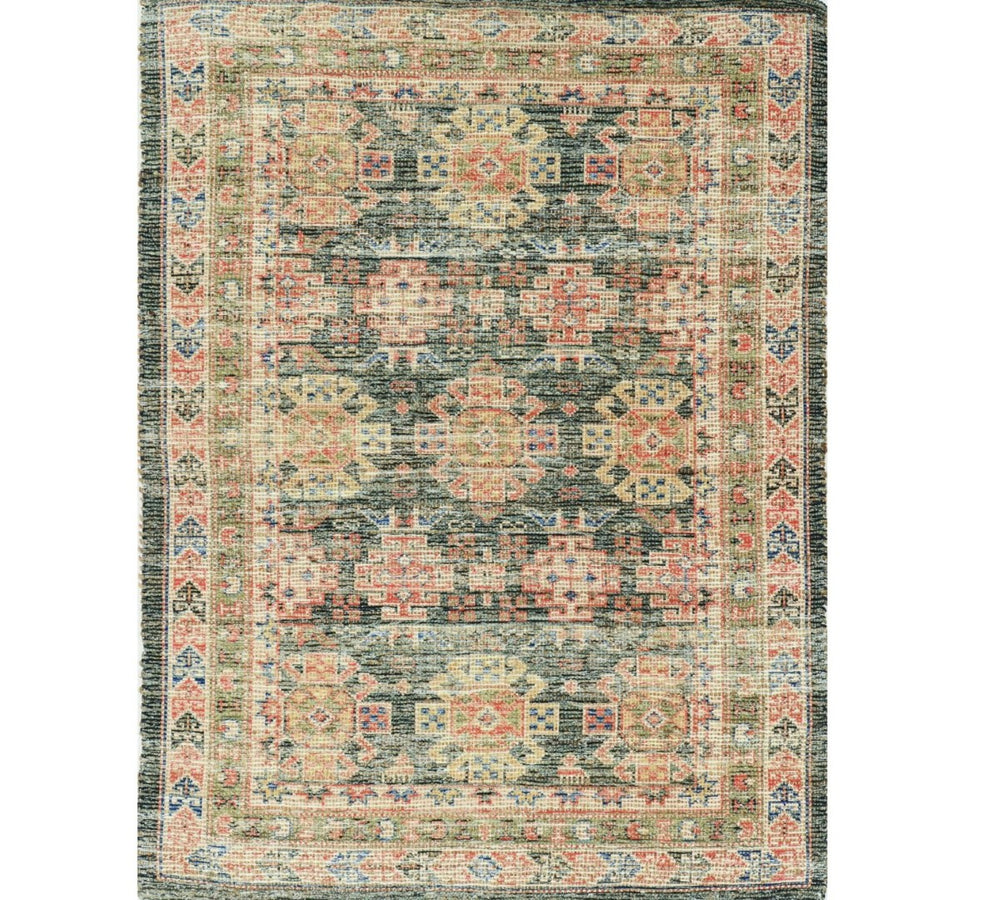 HomeRoots 8' Handmade Southwestern Jute Area Rug in Earthy Brick Red, Green, and Brown for Rustic Charm 8' X 11' 349940