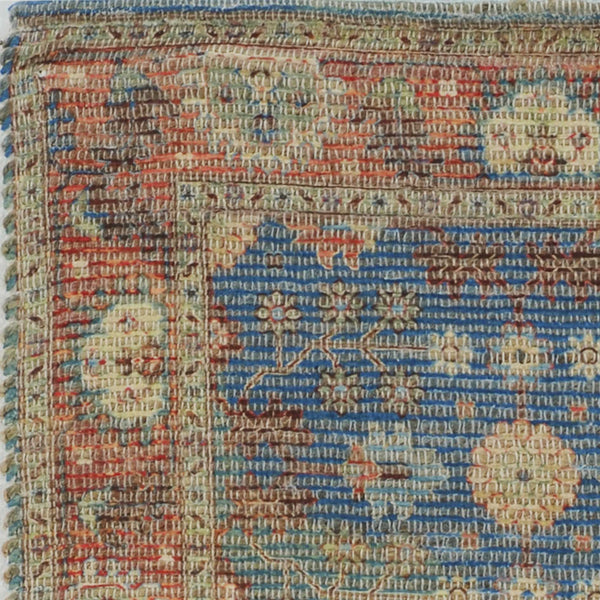 Homeroots 8' X 11' Blue Floral Handmade Area Rug  Jute 349942