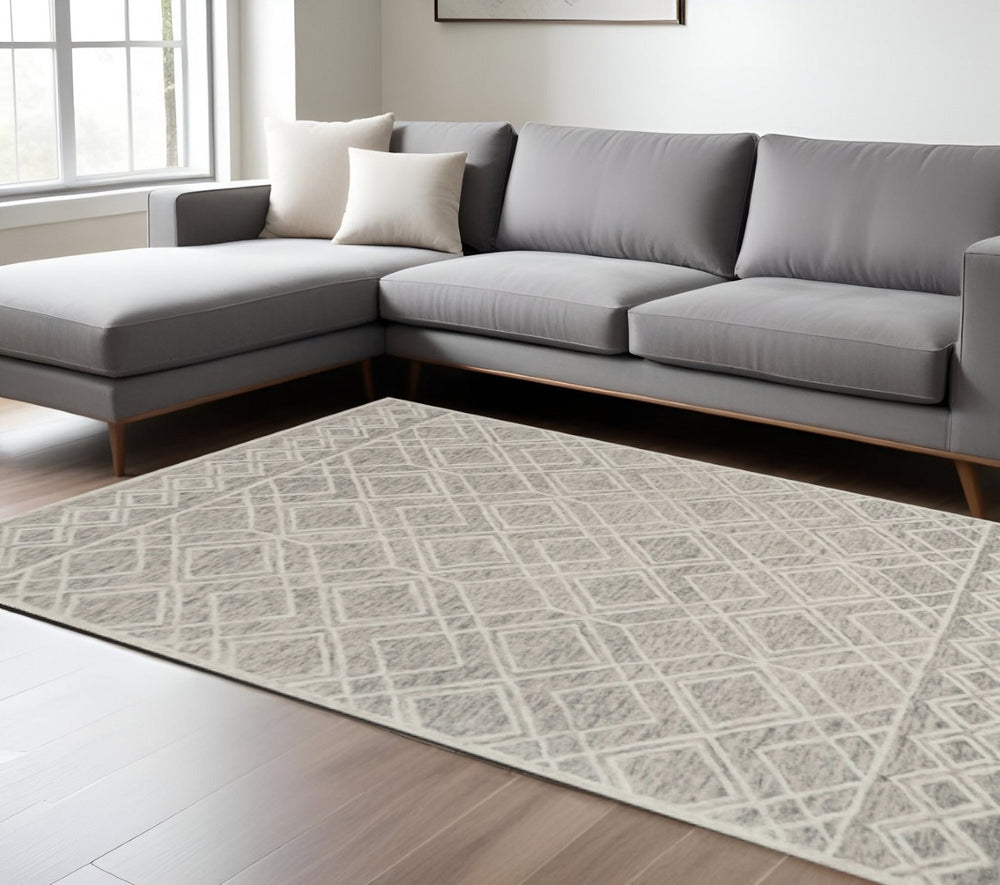 HomeRoots 8' Luxurious Sand Beige & Ivory Hand-Tufted Wool Area Rug for Modern Living Room Elegance 8' X 10' 349948