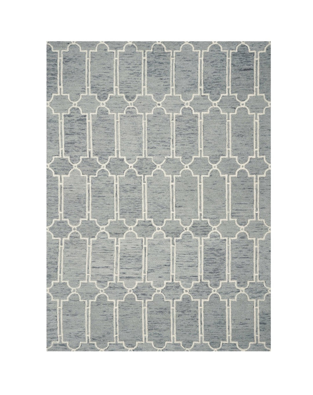 HomeRoots 8' Geometric Hand-Tufted Wool Area Rug in Slate Blue and Ivory - Soft, Stylish, and Durable Design 8' X 10' 349949