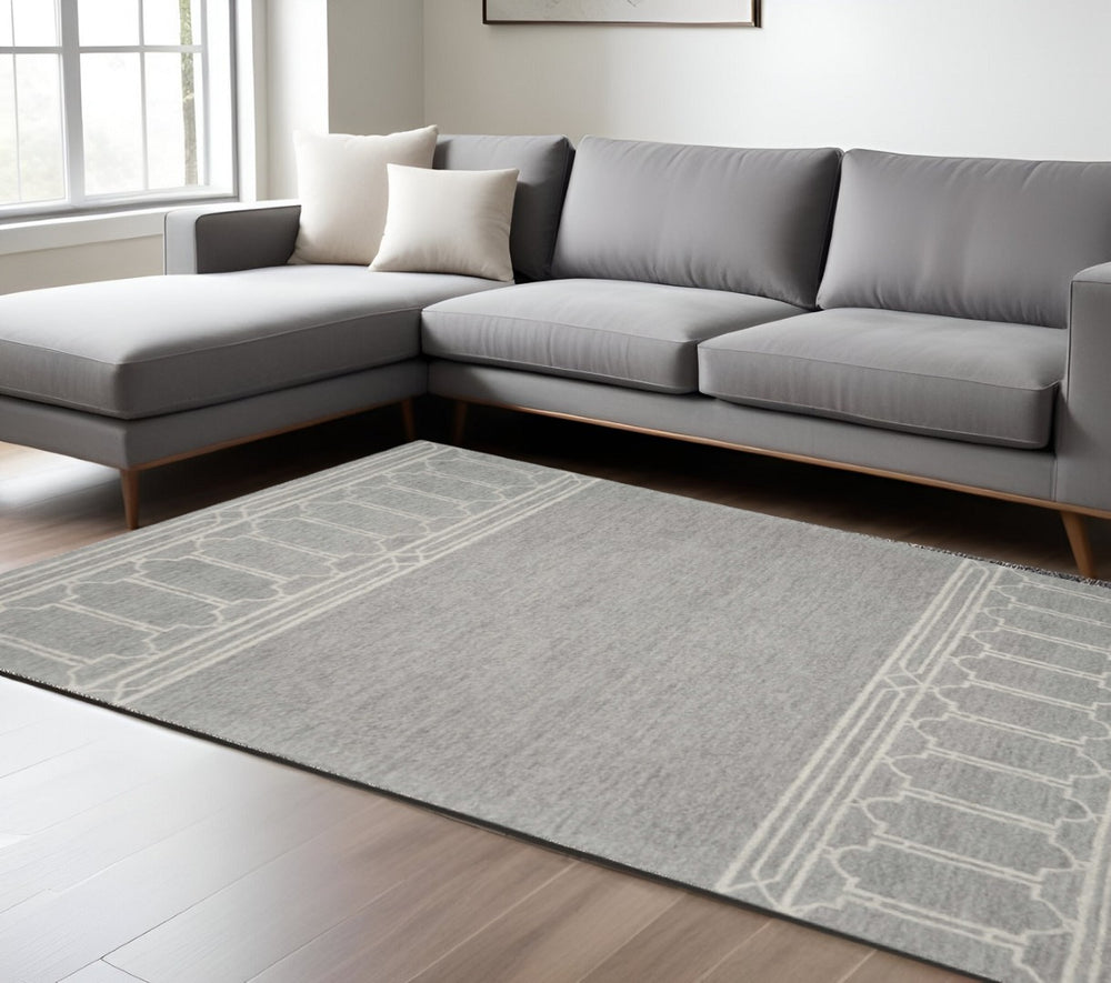 HomeRoots 8' Gray and Ivory Wool Geometric Hand-Tufted Area Rug - Modern Comfort for Living Spaces and More 8' X 10' 349950