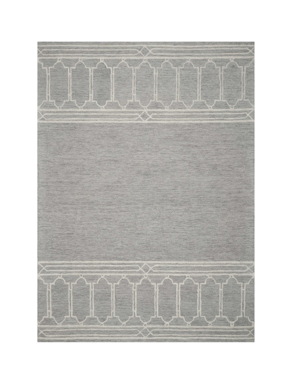 HomeRoots 8' Gray and Ivory Wool Geometric Hand-Tufted Area Rug - Modern Comfort for Living Spaces and More 8' X 10' 349950
