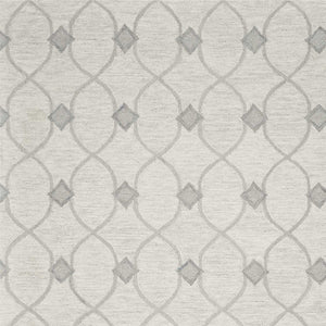 HomeRoots 8' Elegant Hand-Tufted Wool Area Rug in Ivory and Gray Ogee Pattern for Cozy Modern Spaces 8' X 10' 349951