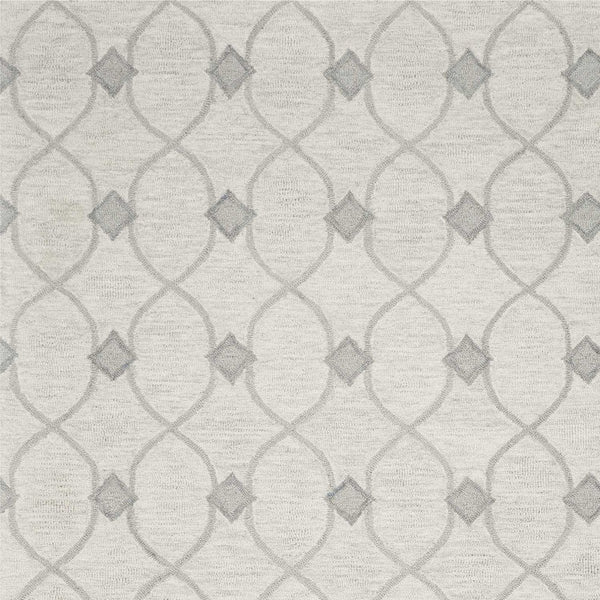 HomeRoots 8' Elegant Hand-Tufted Wool Area Rug in Ivory and Gray Ogee Pattern for Cozy Modern Spaces 8' X 10' 349951