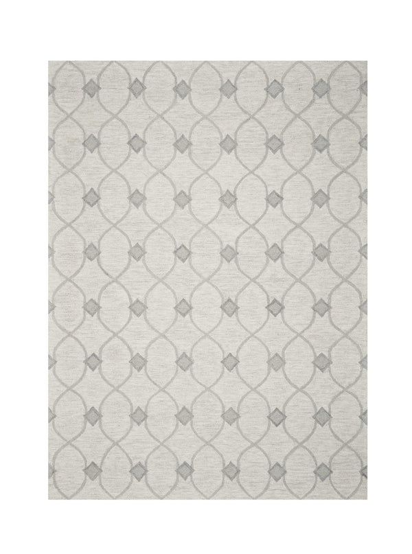 HomeRoots 8' Elegant Hand-Tufted Wool Area Rug in Ivory and Gray Ogee Pattern for Cozy Modern Spaces 8' X 10' 349951