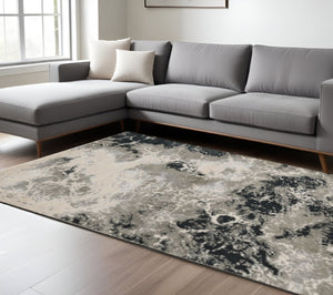 HomeRoots 8' Modern Silver and Black Abstract Area Rug - Stylish, Durable, Easy-Care Design for Busy Homes 8' X 11' 349967