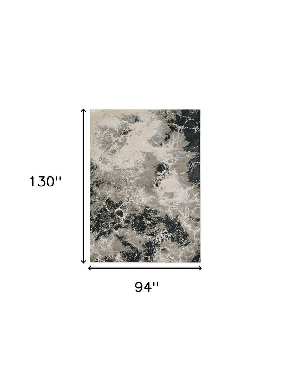 HomeRoots 8' Modern Silver and Black Abstract Area Rug - Stylish, Durable, Easy-Care Design for Busy Homes 8' X 11' 349967
