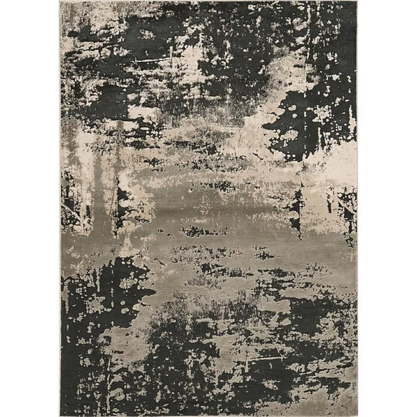 HomeRoots 7' Black and Silver Abstract Area Rug – Modern Design for Stylish Comfort in High-Traffic Spaces 7' X 10' 349968