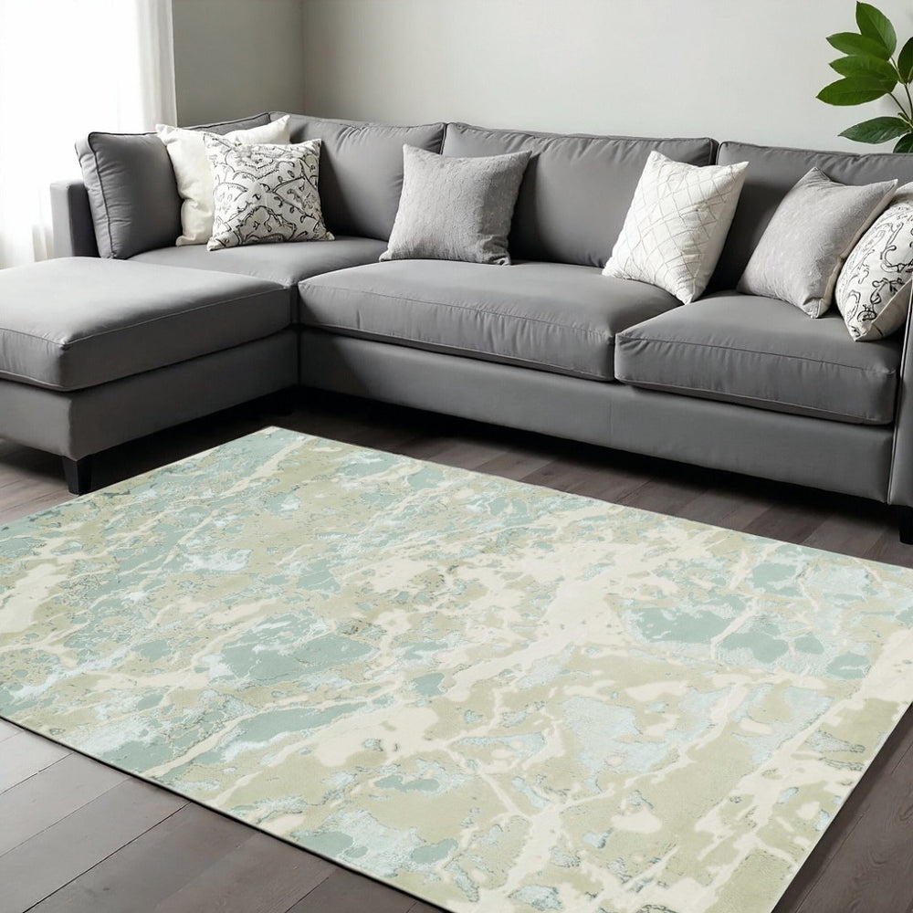 HomeRoots 8' Sand Abstract Area Rug - Contemporary Design for Modern Living Spaces, Easy Maintenance & Durability 8' X 11' 349969