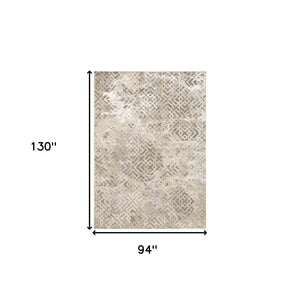 HomeRoots 7' Contemporary Sand and Light Blue Geometric Area Rug for Modern Living Spaces and Durability 7' X 10' 349970