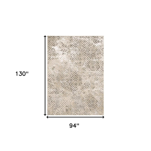 HomeRoots 7' Contemporary Sand and Light Blue Geometric Area Rug for Modern Living Spaces and Durability 7' X 10' 349970