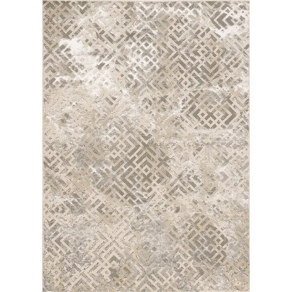 HomeRoots 7' Contemporary Sand and Light Blue Geometric Area Rug for Modern Living Spaces and Durability 7' X 10' 349970