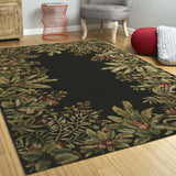 Homeroots 5' X 8' Green And Black Wool Tropical Floral Hand Tufted Area Rug  Wool 349998