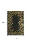 Homeroots 5' X 8' Green And Black Wool Tropical Floral Hand Tufted Area Rug  Wool 349998