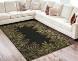 Homeroots 5' X 8' Green And Black Wool Tropical Floral Hand Tufted Area Rug  Wool 349998