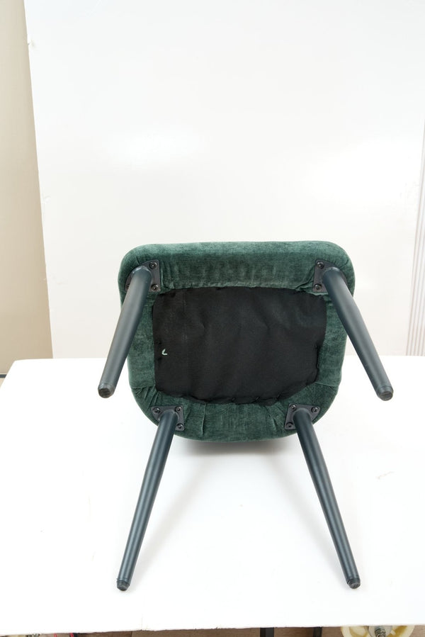 English Elm Dark Forest Green Chenille Armless Dining Chairs Set of 2 with Sleek Metal Legs T3967P423835