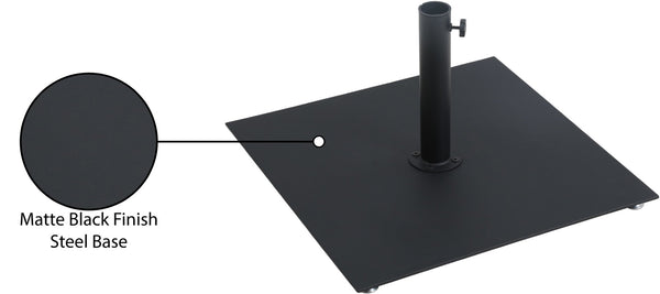 Meridian Furniture Belize Steel Outdoor Umbrella Base with Wheels and Feet for Freestanding Patio Stability Black 349Black