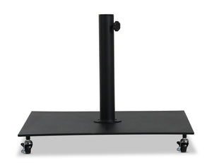 Meridian Furniture Belize Steel Outdoor Umbrella Base with Wheels and Feet for Freestanding Patio Stability Black 349Black