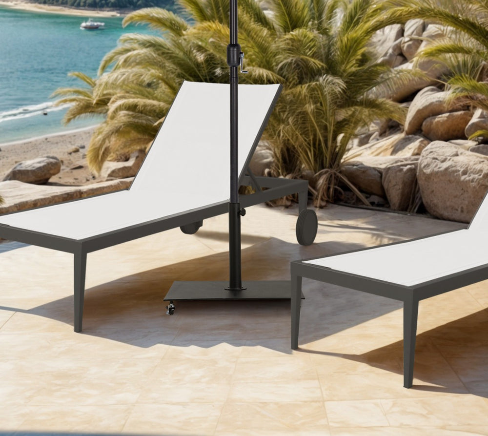 Meridian Furniture Belize Steel Outdoor Umbrella Base with Wheels and Feet for Freestanding Patio Stability Black 349Black