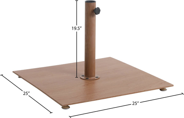 Meridian Furniture Belize Steel Outdoor Umbrella Base with Wheels and Feet for Freestanding Patio Stability Teak 349Teak