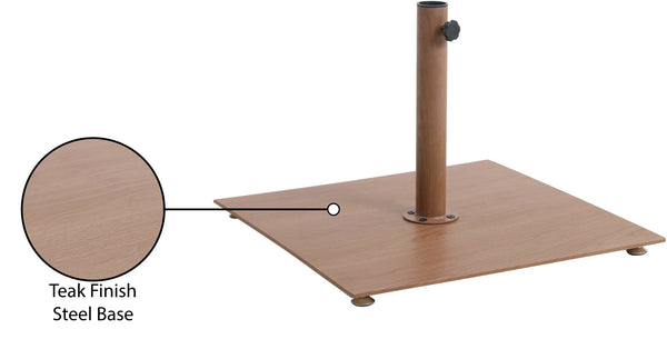 Meridian Furniture Belize Steel Outdoor Umbrella Base with Wheels and Feet for Freestanding Patio Stability Teak 349Teak