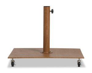 Meridian Furniture Belize Steel Outdoor Umbrella Base with Wheels and Feet for Freestanding Patio Stability Teak 349Teak