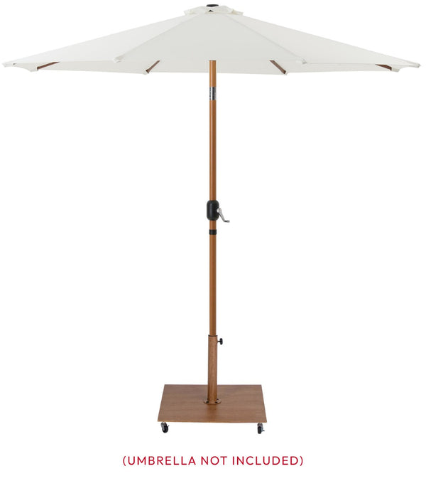 Meridian Furniture Belize Steel Outdoor Umbrella Base with Wheels and Feet for Freestanding Patio Stability Teak 349Teak