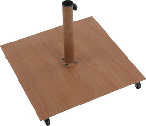 Meridian Furniture Belize Steel Outdoor Umbrella Base with Wheels and Feet for Freestanding Patio Stability Teak 349Teak