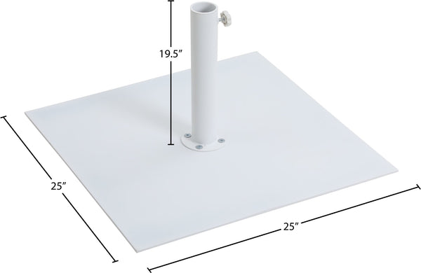 Meridian Furniture Belize Steel Outdoor Umbrella Base with Wheels and Feet for Freestanding Patio Stability White 349White