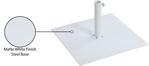Meridian Furniture Belize Steel Outdoor Umbrella Base with Wheels and Feet for Freestanding Patio Stability White 349White