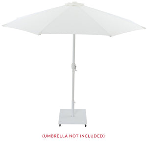 Meridian Furniture Belize Steel Outdoor Umbrella Base with Wheels and Feet for Freestanding Patio Stability White 349White