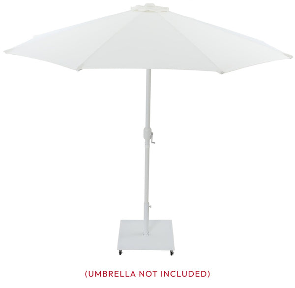 Meridian Furniture Belize Steel Outdoor Umbrella Base with Wheels and Feet for Freestanding Patio Stability White 349White